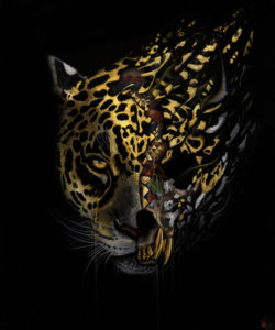 Urban Contemporary Art Painting of leopard by Sonny, titled Kaaria, which is part of his To The Bone Exhibition
