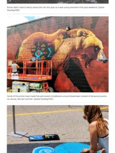 CBC News featuring Sonny's bear mural painted for Cambridge Street Art Festival