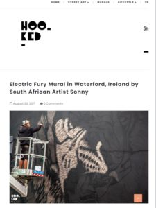 Hooked Article on Sonny's Electric Fury Mural painted at Waterford Walls in Ireland