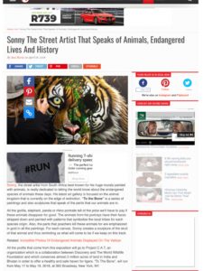 The Awesome Daily article on Sonny's street art to raise awareness for endangered wildlife