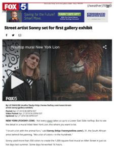 Fox5 News Article on Sonny's New York Lion and To The Bone Exhibition