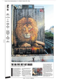 Sunday Times Newspaper article about Sonny's Lion mural in NYC and his launch of his To The Bone Project