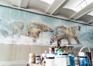 Polar bear mural painted by Sonny in Pisa, Italy to make a statement of hope with regards to climate change